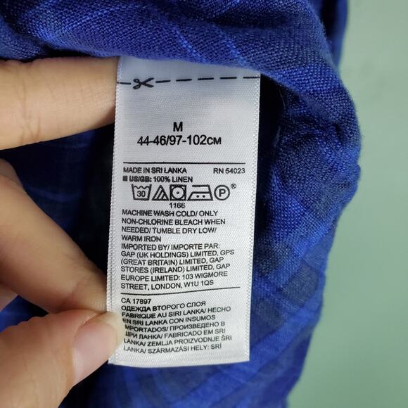 Banana Republic Linen Plaid Standard Button Down Long Sleeve Shirt Size Medium - Picture 5 of 6